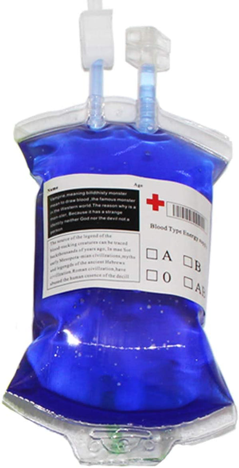 Halloween Blood IV Bags for Energy Drinks Container,Juice Pouch Prop Cups For Zombie Theme Party supplies decorations,Reusable Drink Pouch Dispenser Bags for party Costume Props (20pcs Bag, 20 Label, 2 Syringes)