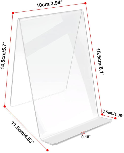 TLBTEK 5PC Acrylic Book Stand with Ledge,Clear Acrylic Book Easel Display Stand,Clear Book Tablet Holder for Displaying Artworks,Pictures,Books,Notebooks, CD and Journals (Style 1(Large))
