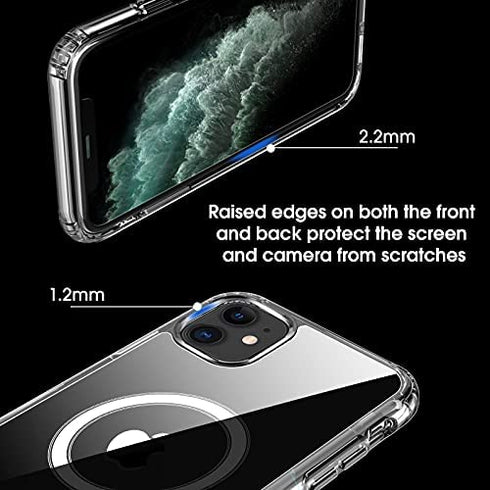amCase Clear Case with Built-in Magnets Compatible with iPhone 11 (6.1") and MagSafe Accessories, Support Wireless Charging, Strong Magnetic