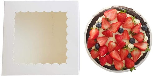 10? x 10? x 5? Cake Boxes With Window & 10? Round Cake Boards(10 Pack Of Each), Paperboard Cake Baker Box For Bakery, Cakes, Pastries By ZMYBCPACK