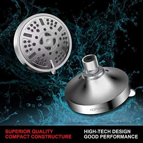 HOPOPRO Upgraded 9 Settings High Pressure Shower Head, Fixed Showerhead Adjustable Bathroom Showerhead Multi-functional Wall Mount Rainfall Showerhead for Low Water Flow