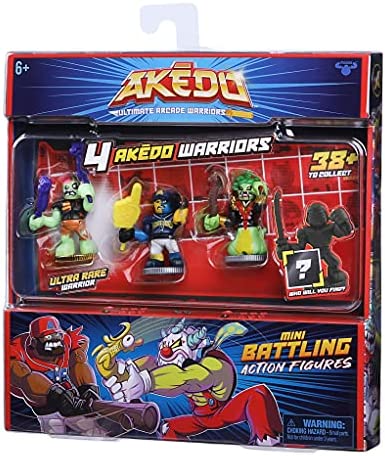 Akedo Ultimate Arcade Warriors - Warrior Collector 4 Pack - 3 Mini Battling Action Figures: Strikeout, Miss Slither & Deadbreath and one Hidden Mini Battling Action Figure!