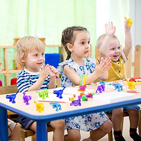 Zhanmai 12 Pieces Silicone Suction Toys Stress Toys Set Building Blocks Suction Toy Animal Shape Sucker Toys Multi Color for Stress Release, Family Parent Interactive Game Bath
