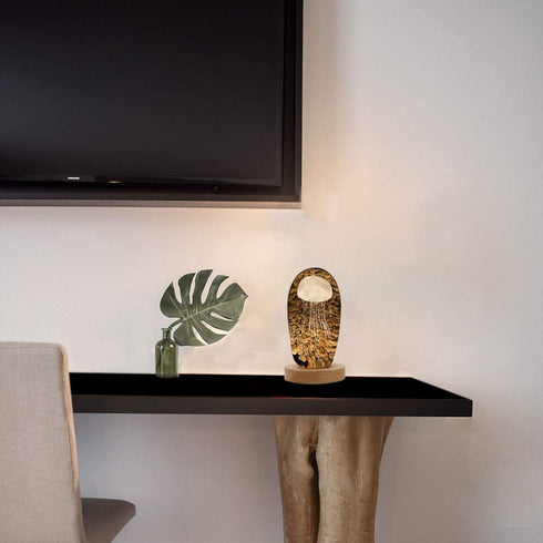 Mintso Wood LED Dimming Display Base for Glass Crystal,4 Inch White/Warm Lighted
