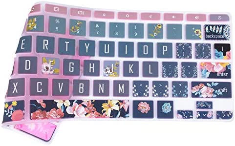 SANFORIN Silicon Keyboard Cover Skin for HP Chromebook 11 x360 11.6", Chromebook 11 G2/G3/G4/G5/G6 EE/G7 EE 11.6’’, HP Chromebook 14-ca 14-ak 14-X Series,HP Chromebook 14 G2 G3 G4,Red Flower