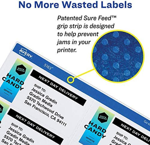 Avery Shipping Address Labels, Laser & Inkjet Printers, 100 Labels, 2x4 Labels, Permanent Adhesive, TrueBlock (18163)