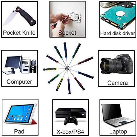 Tockrop 11 PCS Screwdrivers Set - with Torx Bit T6 T5 T4 T3 T2, Phillips Bit 2.0 1.5 1.2, Flathead Bit 2.0 1.5, Tri-Point Bit 2.0 - Magnetic Screwdrivers Precision Repair Tool Kit
