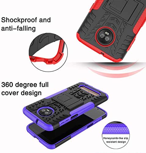 Yiakeng for Moto Z3 Case, Moto Z3 Play Case, Dual Layer Shockproof Slim Protective with Kickstand Hard Phone Case Cover for Motorola Moto Z3 (Purple)