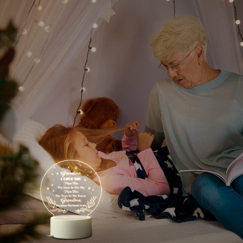 Mothers Day Gifts for Grandma from Grandchildren - Grandma Birthday Gifts Night Light, Grandma Gifts for Mother's Day, Birthday, Thanksgiving, Acrylic Night Lamp Gifts for Grandma