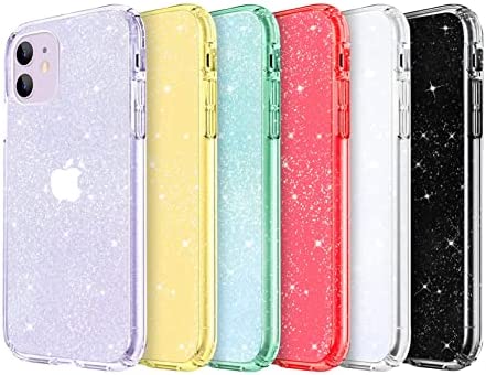 JJGoo Compatible with iPhone 11 Case, Clear Glitter Sparkle Bling Anti-Scratch Shockproof Protective Flexible Phone Cases Cute Slim Thin Bumper Cover for Women Girls (6.1 inch) 2019