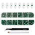 Beadsland Rhinestones for Makeup,8 Sizes 2500pcs Green Flatback Rhinestones Face Gems for Nails Crafts with Tweezers and Wax Pencil,Emerald,SS4-SS30