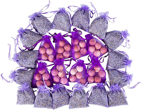 Pack of 24 Lavender Cedar Sachets Bag (16 Lavender Sachets, 8 Cedar Sachets) for Closet, Drawer, Dresser, Wardrobe and More, LV-S-D-1