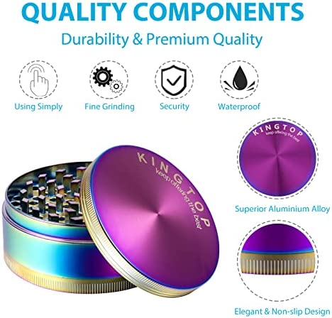 KINGTOP Spice Grinder Large 3.0 Inch Colorful