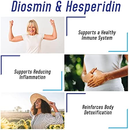 Diosmin Hesperidin 1000mg Per Serving – 180 Capsules – 90 Day Supply - Diosmin and Hesperidin Supplement – Helps to Support Healthy Circulation, Veins, Capillaries, and Lymphatic Drainage