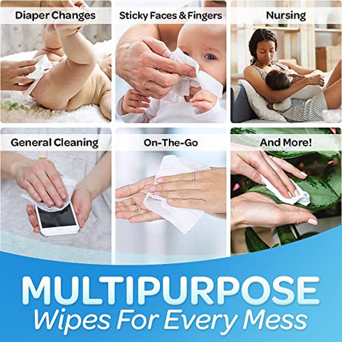 Cloud Wipes Pure Dry Cotton Baby Wipes Soft Durable Unscented Cloth Tissue for Sensitive Skin (2-Pack 200 Count)