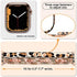 fastgo Bracelet Band Beaded Compatible with Apple Watch 38mm 40mm 41mm Women, Elastic Leather Leopard Strap for Iwatch SE& Series Ultra 8 7 6 5 4 3 2 1(Cheetah/Gold,38/40/41mm)