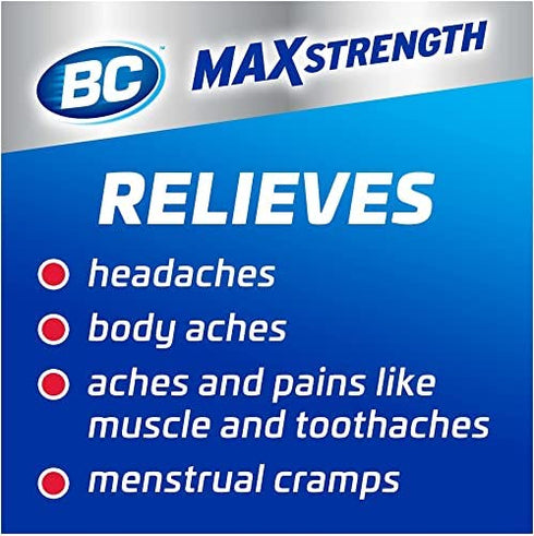 BC Max Strength Fast Pain Relief Powder, Lemonade Flavor Dissolve Packs, 4 Individual Packets, 6 Pack