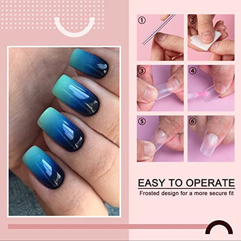 AORAEM Short Square Oval Nail Tips,240Pcs Full Matte Artificial Full Cover Soft Clear False Gel Nail Tips 10 Sizes with Box for Home DIY Nail Salon