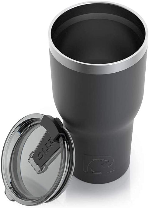 RTIC Tumbler with Splash Proof Lid, 30 oz, Black, Insulated Travel Stainless Steel Coffee Mug, Sweat Proof, Keeps Hot & Cold Longer