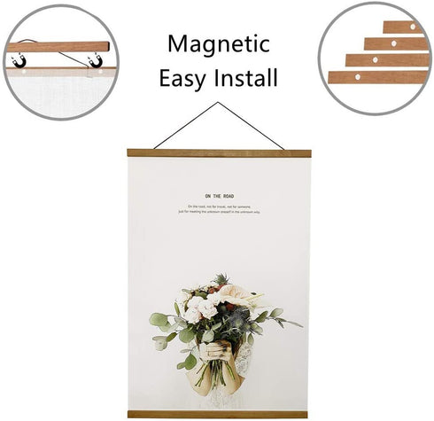 Miaowater 2 Pack Poster Frame,15x21 15x23 15x30 Magnetic Light Wood Wooden Frames Hanger for Photo Picture Art Canvas Print Artwork Wall Hanging Teak Wood 15''