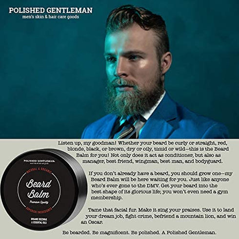 Beard Balm for Men and Mustache Wax - Medium Hold Beard Wax with Beard Oil for Men - Made With Beeswax for Easy Styling - Polishes, Softens and Conditions Beard and Mustache - Itch Free Beard Care 2oz