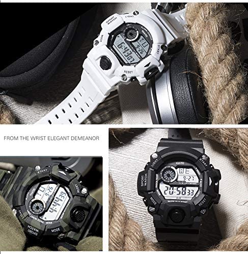 KXAITO Men's Watches Sports Outdoor Waterproof Military Wrist Watch Date Multi Function Tactics LED Alarm Stopwatch