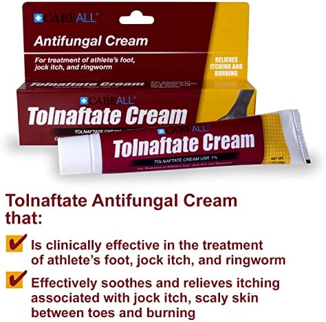 CareAll (4 Pack) 1.0 oz. Antifungal Tolnaftate Cream USP 1%, Compare to Tinactin, Athlete’s Foot Cream