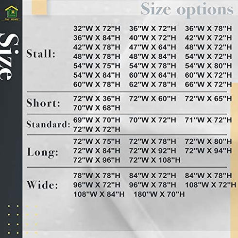 N&Y HOME Fabric Shower Curtain Liner Extra Long Stall Size 54 Width by 80 Length inches, Hotel Quality, Washable, White Bathroom Curtains with Grommets, 54x80
