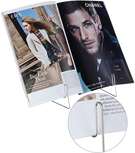 2 Pieces Book Stands, Adjustable Reading Stand, Music Book Easel Display Holder, Fold-n-Stow Metal Bookstand, Small Book Rest for Kitchen Countertops (Black)