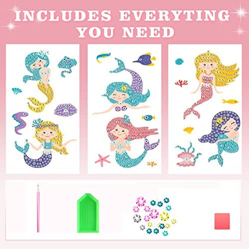 ANNOR Arts and Crafts for Kids Ages 8-12, 5D Diamond Painting Kits for Kids, DIY Mermaid Diamond Art Stickers by Numbers Kits for Girls Kids Toddler Ages 4-6 6-8 8-12