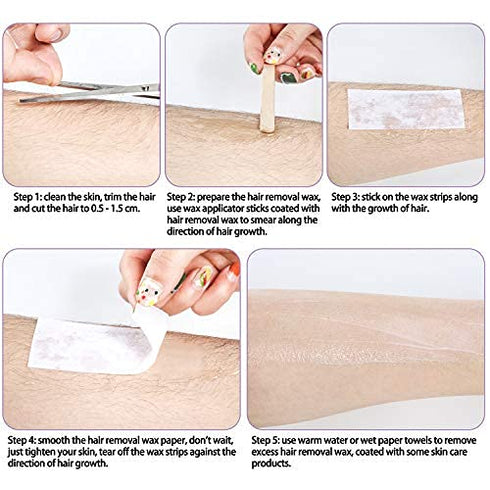 400 Pieces Non Woven Wax Strips Facial and Body Hair Removal Waxing Strips Epilating Wax Strip Paper, White