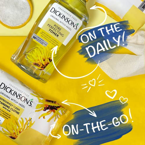 Dickinson's Original Refreshingly Clean Daily Cleansing Cloths, Witch Hazel and Aloe, 25 Count