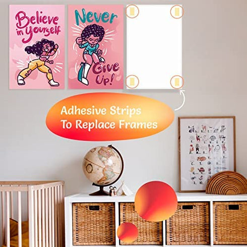 Black Girl Wall Art for Little Girl Room Decor – Black Art Posters for Teen Girls Room Set of 4 - Kids Room Decor for Girls - Girls Wall Decor - Black Woman Wall Art 11x17” - Kids Posters