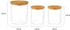 INIUNIK 3 Pack Glass Qtip Holder Dispenser, 20 oz and 11 oz Clear Glass Apothecary Jars, Bathroom Vanity Canisters Organizer Jars for Cotton Swabs, Balls, Rounds, Pads, Floss, Bath Salts