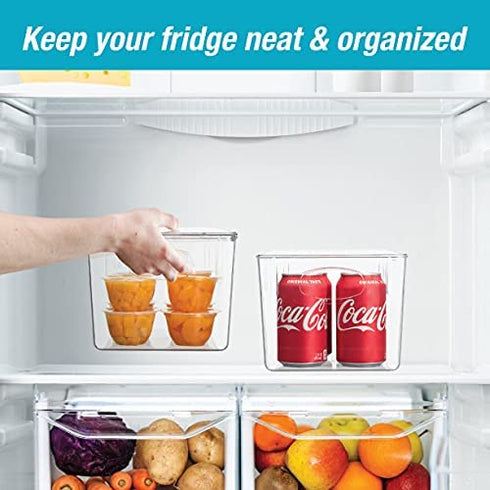 Sorbus Plastic Storage Clear Bins with Lid, Stackable Pantry Organizer Box Bin Containers for Organizing Kitchen Fridge, Food, Snack Pantry Cabinet, Fruit, Vegetables, Bathroom Supplies, (2)