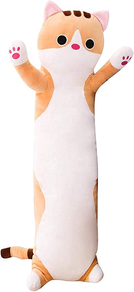 123Arts Cartoon Cat Soft Plush Long Throw Pillow Animal Neck Pillow Plush Toy,35"