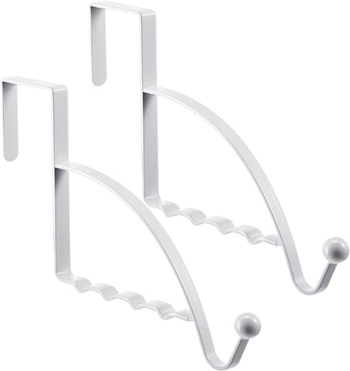 Hotop 2 Pieces Over Door Hooks Single Over Door Hooks Valet Hooks Multi Hanging Storage Hanger for Clothes Coats Towels Hats Scarves Purses Keys and More (White)