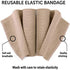 Premium Elastic Bandage Wrap - 2 Pack + 18 Extra Clips - Wide (6 inch) Compression Bandage - Stretches up to 15ft in Length