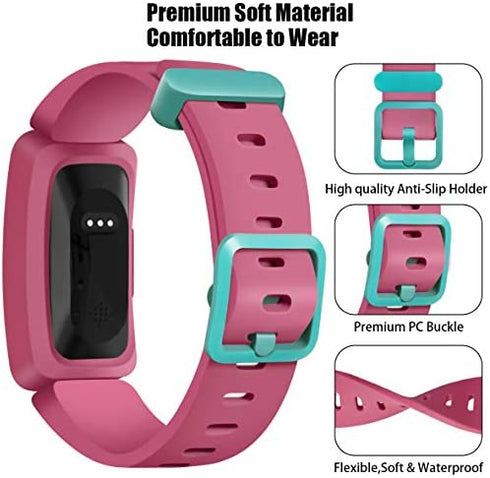 KOLEK Bands Compatible with Fitbit Ace 2 for Kids,Soft Silicone Waterproof Bracelet Accessories Sports Watch Strap Wristbands Replacement for Fitbit Ace 2 Boys Girls,Watermelon
