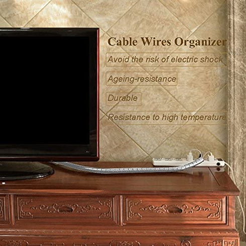 Cable Wires Organizer, Jelanry Coiled Tube Cable Management PC Cinema TV Cables Sleeve with Cord Organizer Clip Hide Wires Cover Cables, to Keep Desk Tidy, to Protect Cable from Pet's Bite White
