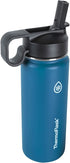 Thermoflask Double Stainless Steel Insulated Water Bottle with Two Lids, 18 Ounce, Cobalt