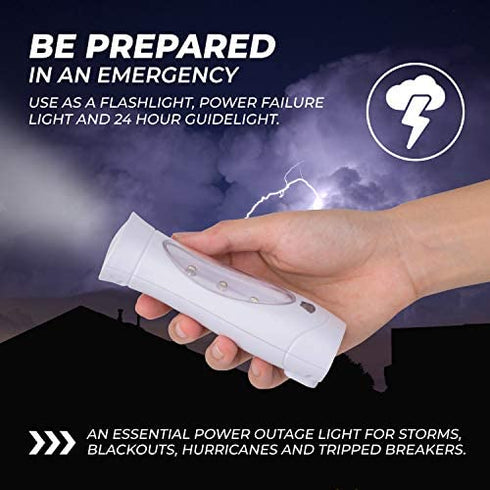 Amerelle LED Emergency Lights For Home Power Failure – Triple Function Power Failure Light and Plug In Flashlight Combo, With Rechargeable Battery – Be Snow Storm & Hurricane Ready (71134)
