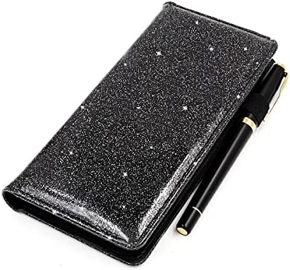 Menesia Checkbook Cover for Men & Women RFID Glitter Leather Check Book Holder Wallet