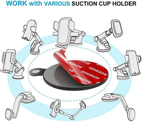 AZXYI 6 PCS Windshield Mount Adhesives for Suction Cup Mount, 80mm( 3.15 inches) Circle Double-Sided Sticker Pads for Dashboard Mounting Disk and Windshield Camera, GPS, Car Phone Mount