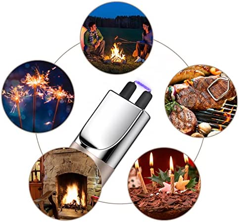 REIDEA Electronic Candle Lighter Arc Windproof Flameless USB Rechargeable Lighter with Safe Button for Home Kitchen Champagne Gold S4
