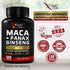 Maca Root Capsules 10,000mg + Korean Panax Ginseng 1,400mg - 20x Concentrated Extract Black + Red + Yellow Maca Root, 10x Concentrated Extract Panax Ginseng Capsules - Ultra Potent & Highly Purified