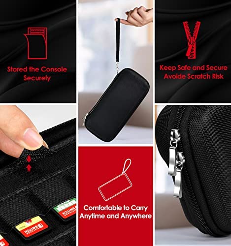 Carrying Case for Nintendo Switch and NEW Switch OLED Model(2021),iVoler Portable Hard Shell Pouch Carrying Travel Game Bag for Switch Accessories Holds 10 Game Cartridge (Black)