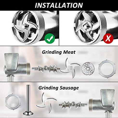 2 Pieces Size 12 Meat Grinder Blade Parts Stainless Steel Knife Cutter Replacement for Grinders Attachment Electric or Manual