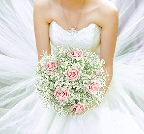 Homcomoda 24 PCs Baby Breath Artificial Flowers Gypsophila Real Touch Flowers for Wedding Party Home Garden Decoration