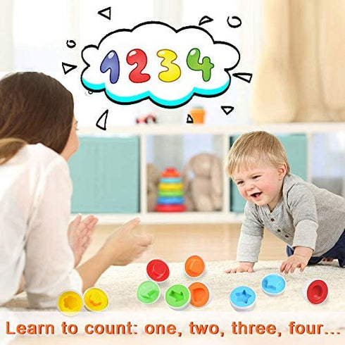 CPSYUB Toddler Toys, 18 Month Toys, Easter Eggs Gifts Toys for 1, 2, 3 Year Old Girls / Boys, Montessori Matching Eggs Educational Color & Shape Recognition Skills Learning Toys BPA Free (12 Eggs)